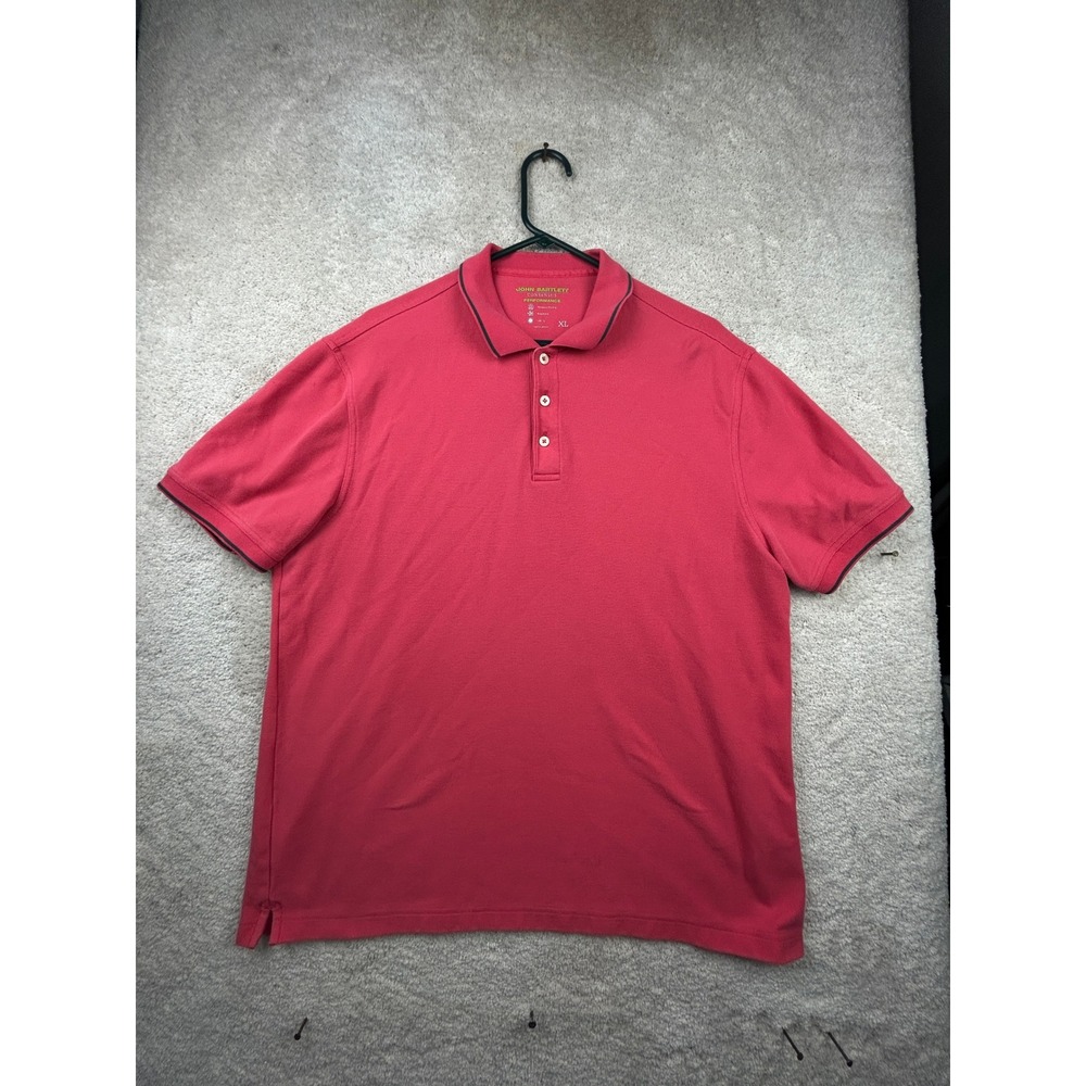 John Bartlett Mens XL Red Performance Golf Polo UPF 15 Moisture Wicking